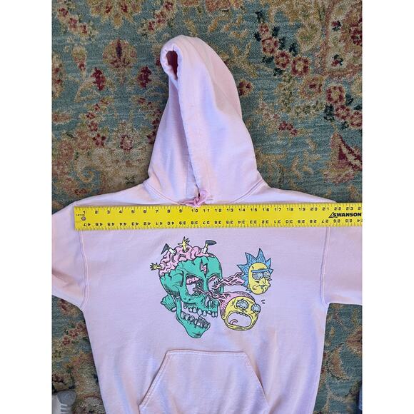 Rick and Morty Acid Skull Pink Hoodie Sweatshirt - Picture 6 of 10